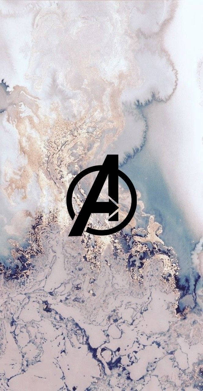 Avengers Logo Marvel Aesthetic With White backdrop Wallpaper