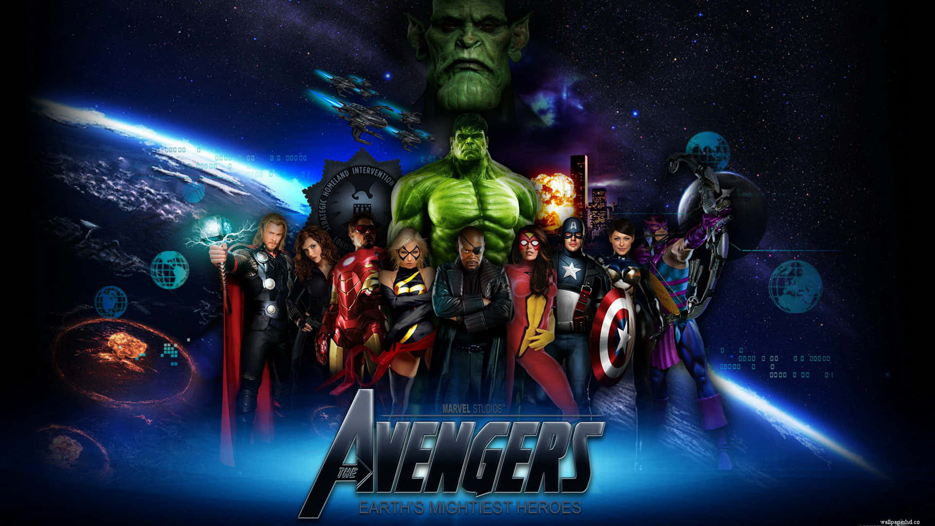 Avengersfilmen Plakat Med Karaktererne. Wallpaper