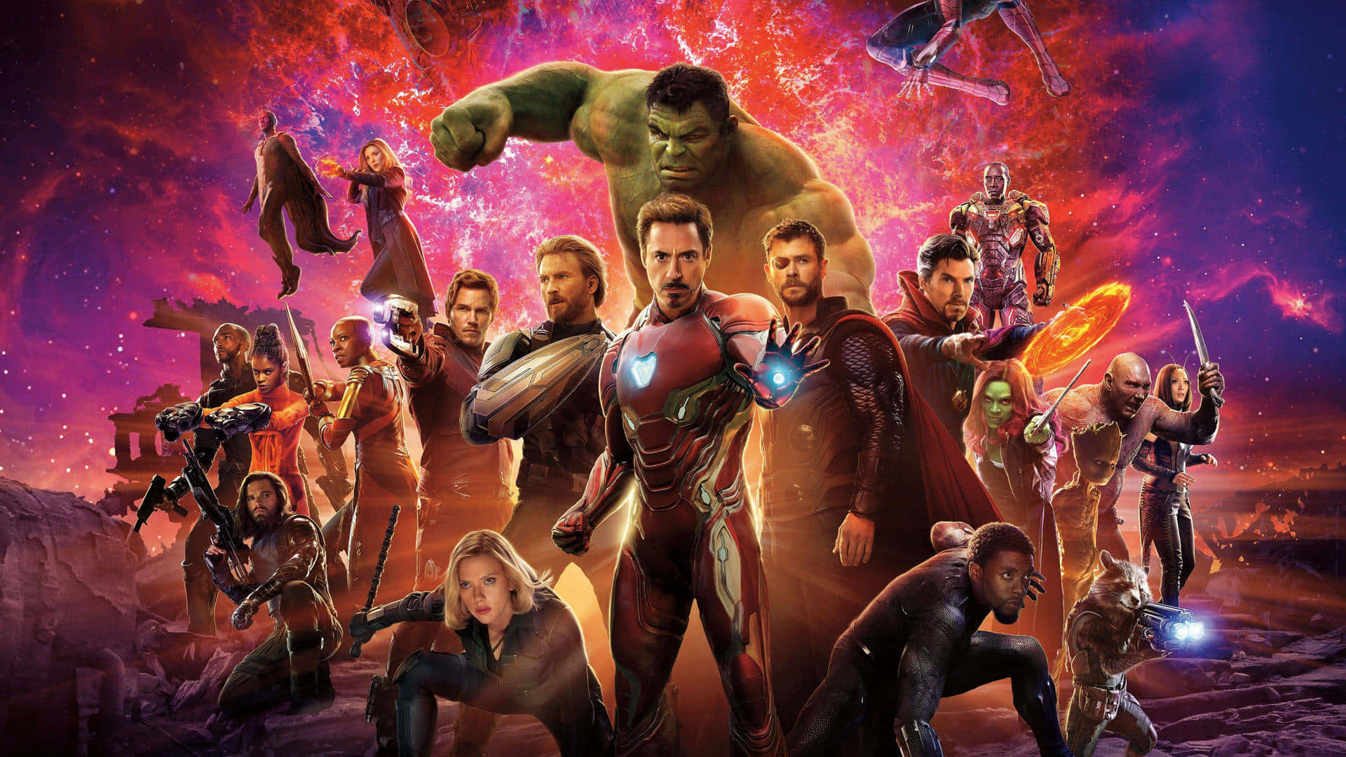 De Avengers Sammenligner i Episk Slag for at Beskytte Jorden Wallpaper