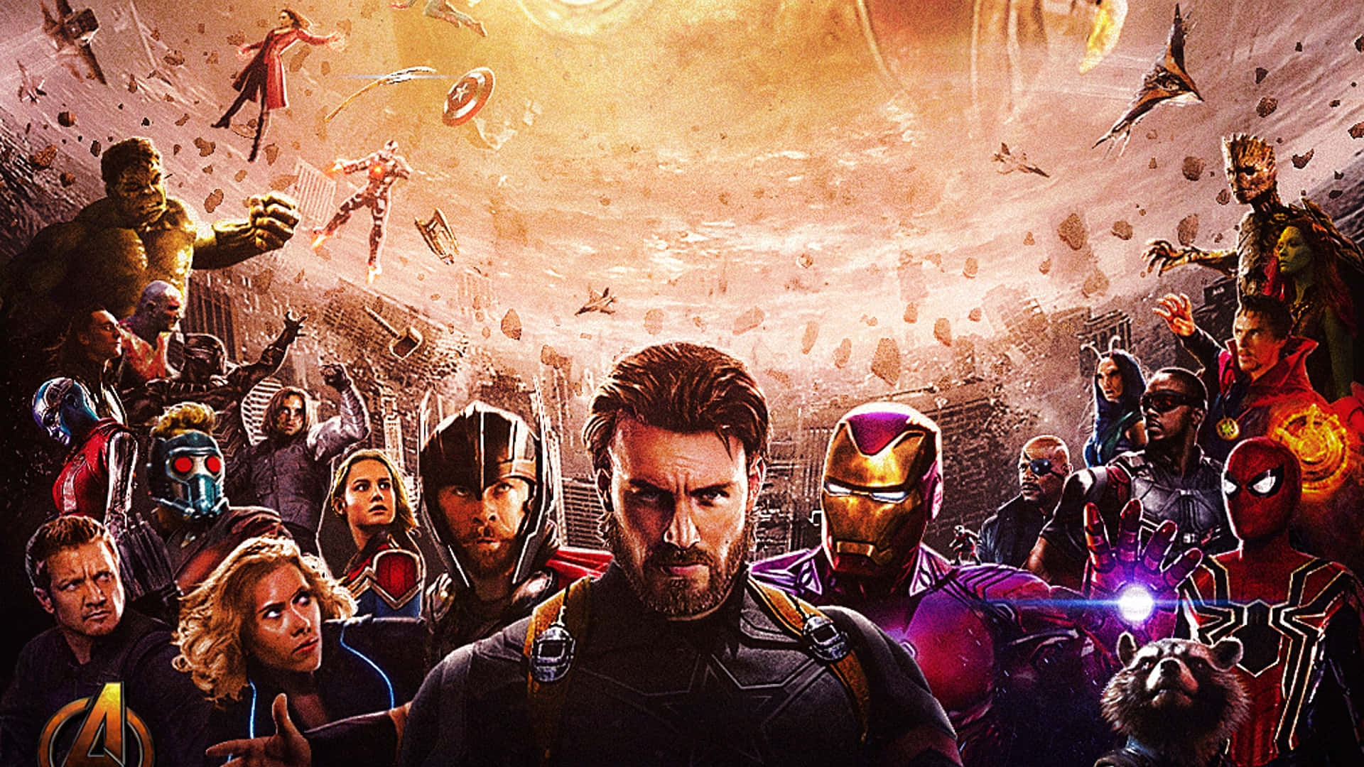 The Avengers Battle It Out Together Wallpaper