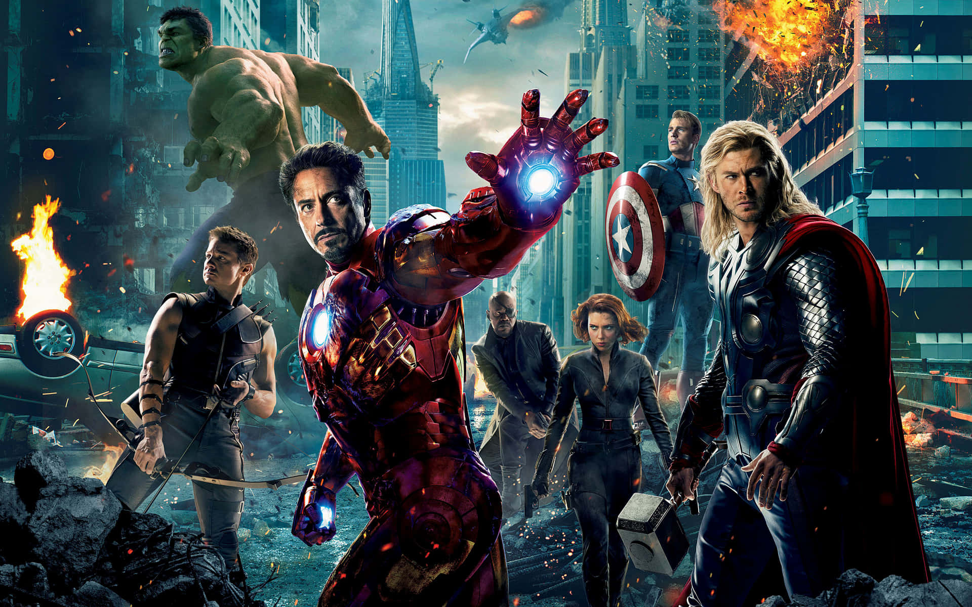 De Avengers samler sig for at bekæmpe ondskab. Wallpaper