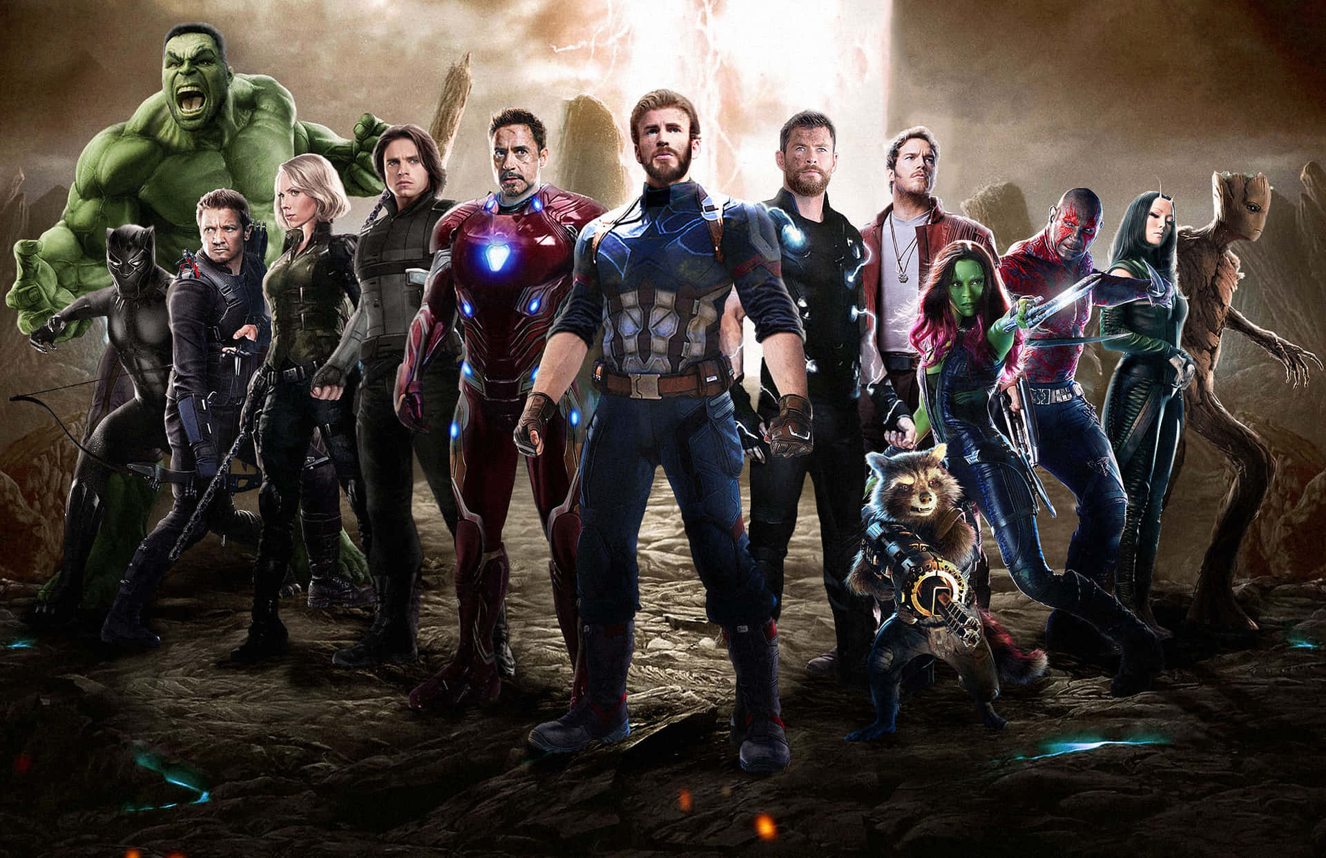 De Avengers forener sig for at tage kampen op mod Thanos Wallpaper