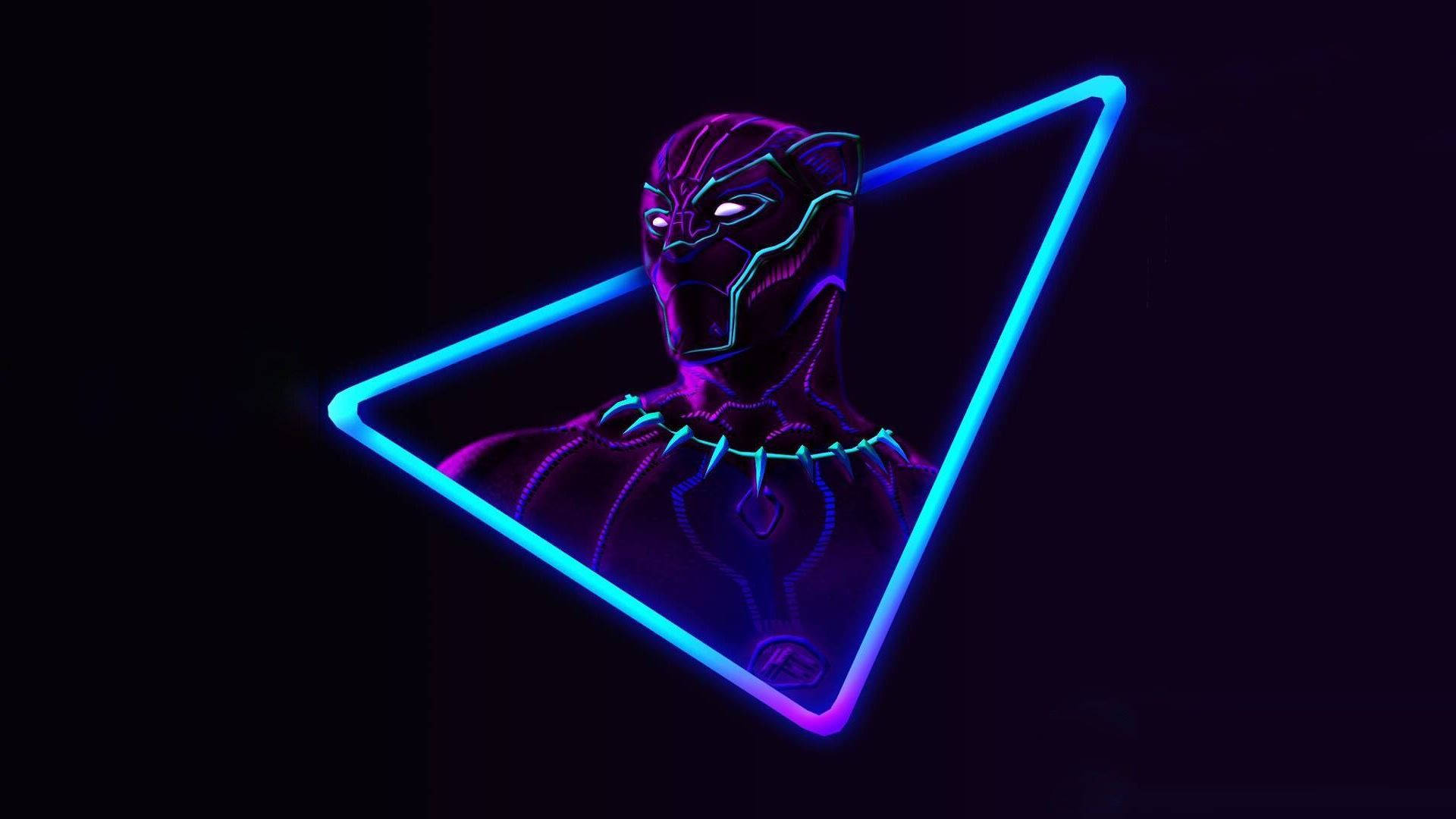 Avengers Neon Black Panther Desktop Background
