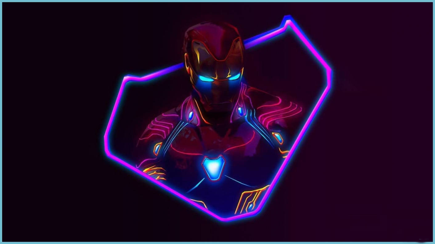 Avengers Neon Iron Man Desktop Wallpaper