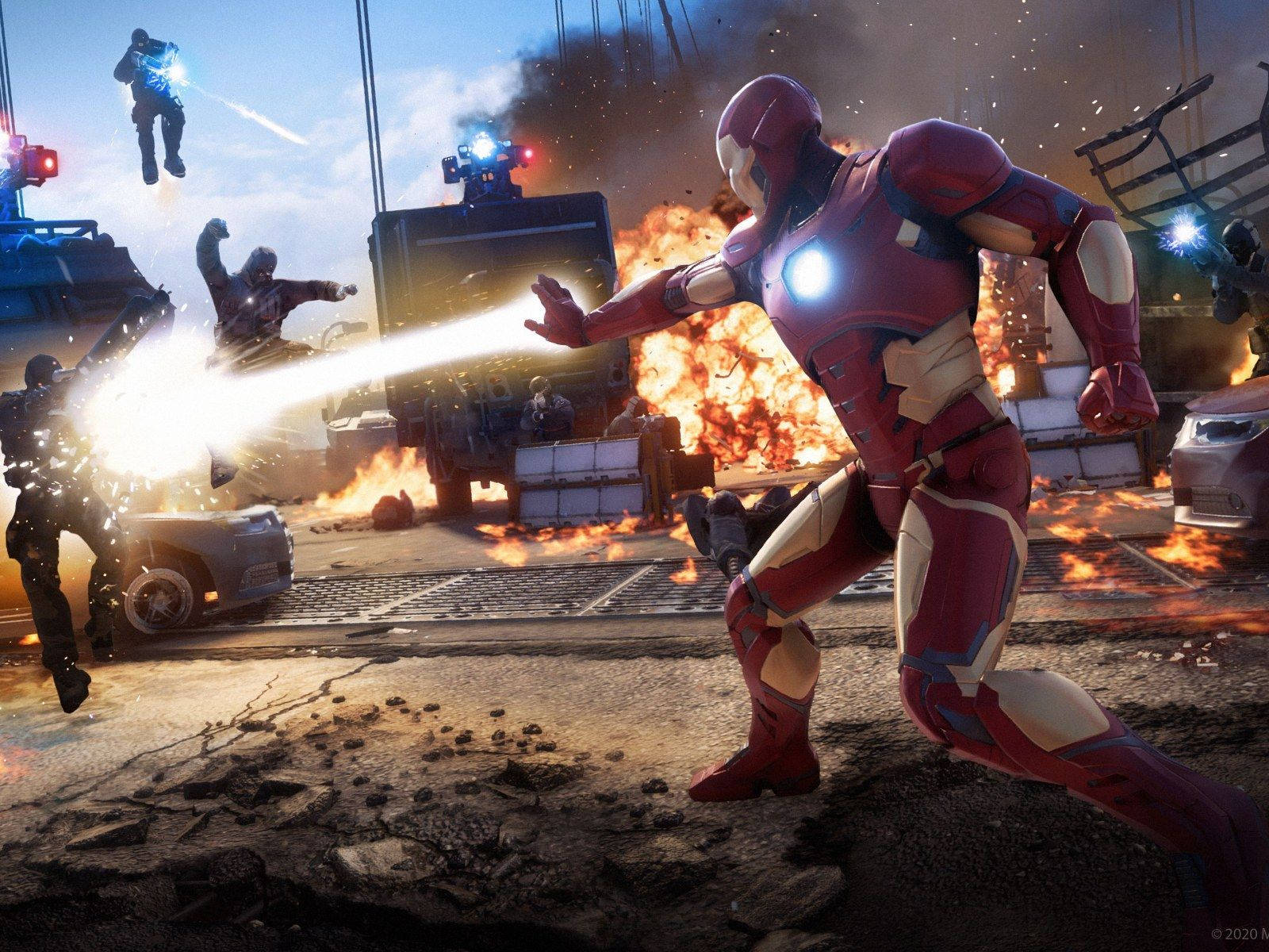Giocaall'epico Gioco Degli Avengers Per Playstation4 Sul Grande Schermo. Sfondo