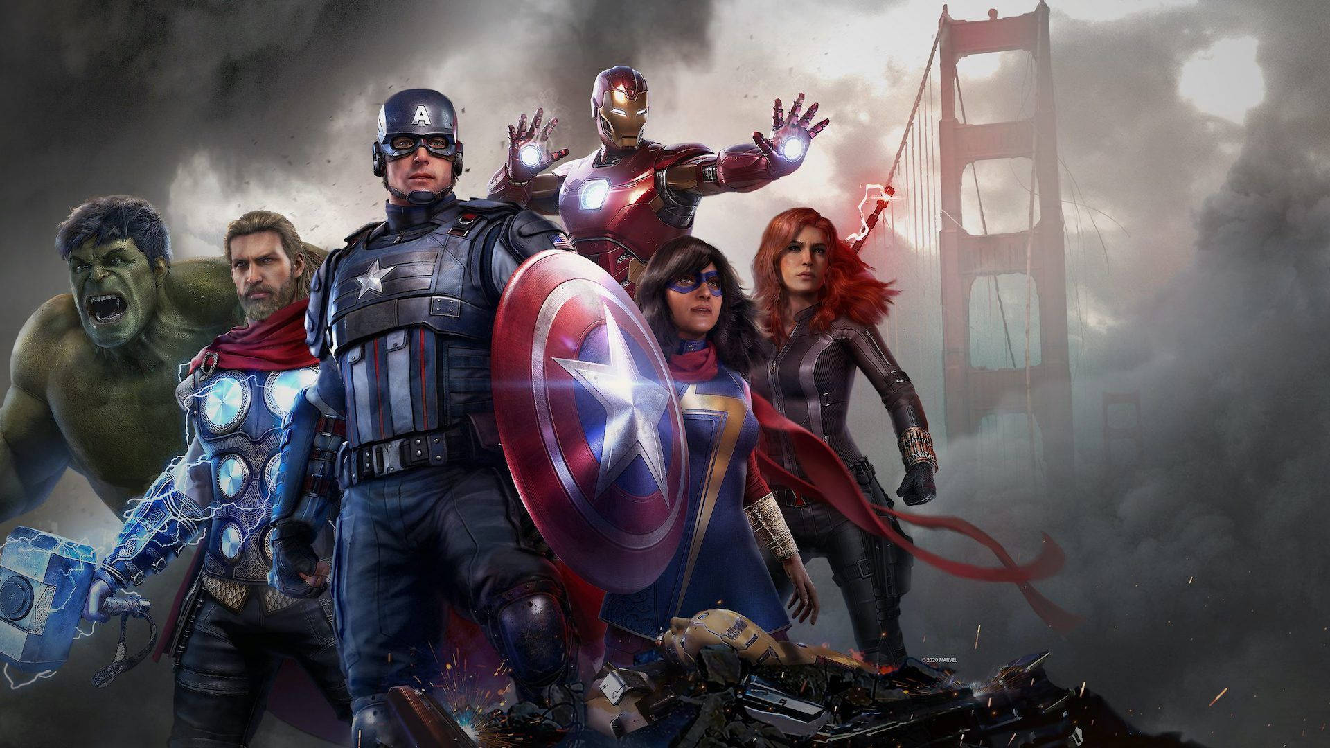 Héroesdel Juego Avengers Para Ps4. Fondo de pantalla