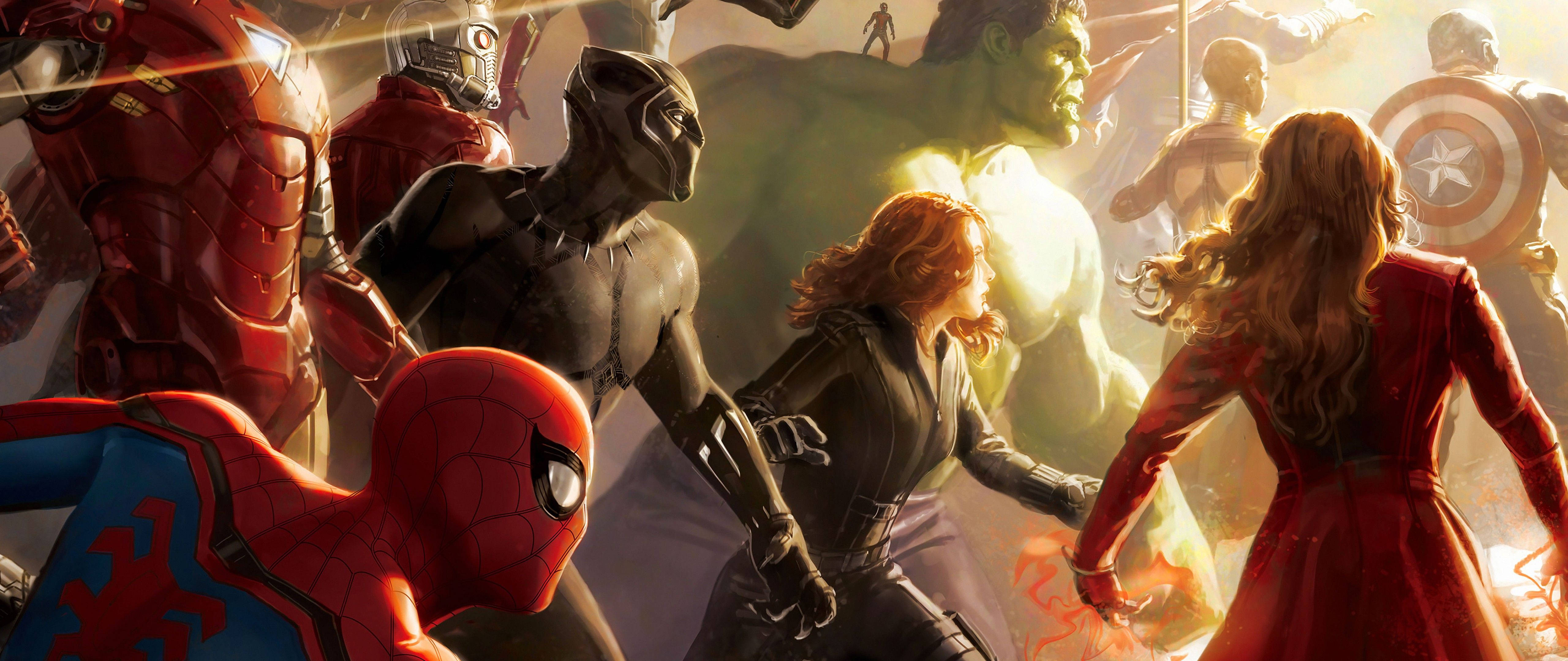 Avengerssuperhelden Greifen Den Desktop An. Wallpaper