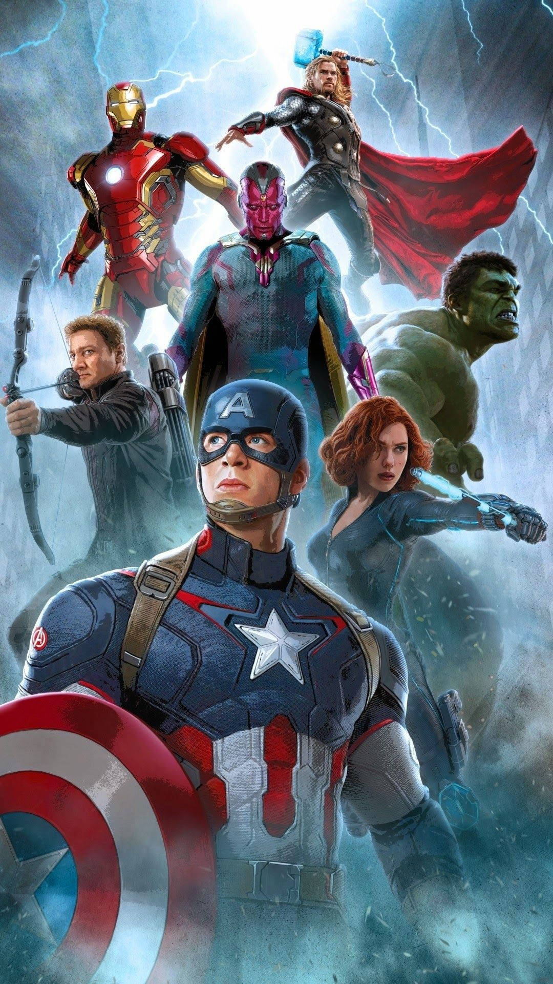 Avengers superheroes characters, Hulk, Captain America, Black widow, Iron man and others.