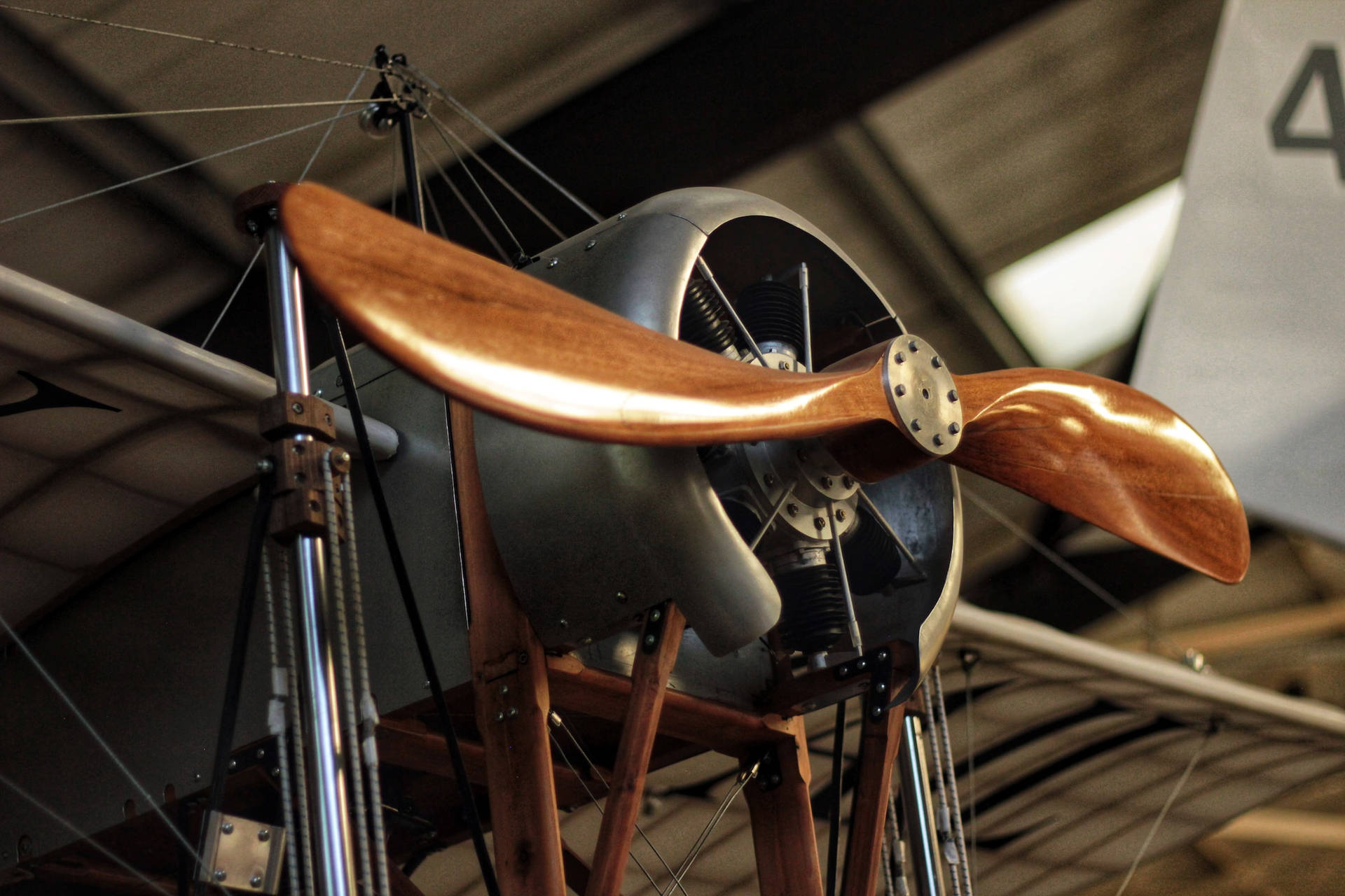 Aviation Biplane's Vintage Wooden Propellers Wallpaper
