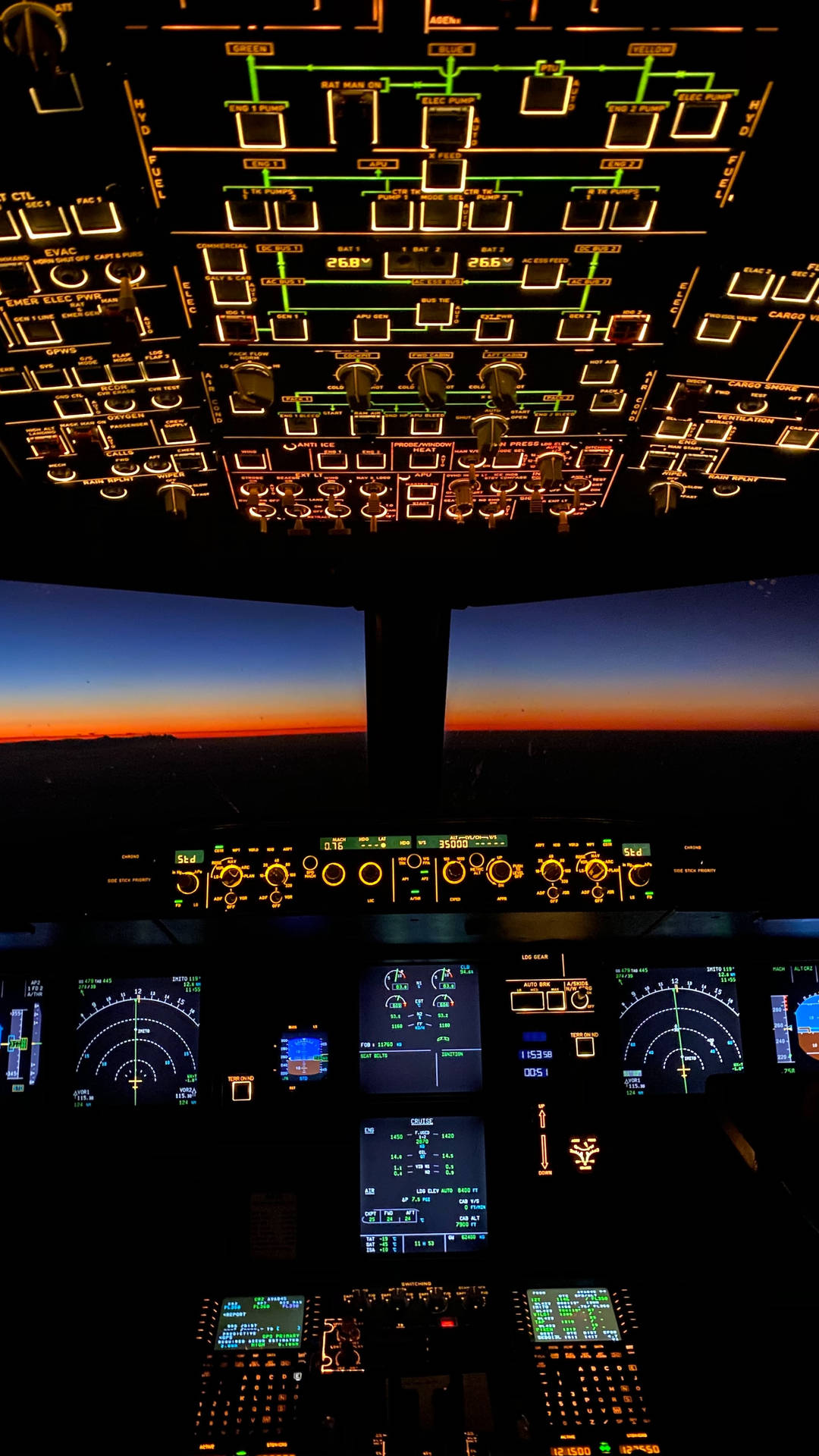 Aviation Glowing Aircraft Controls Wallpaper