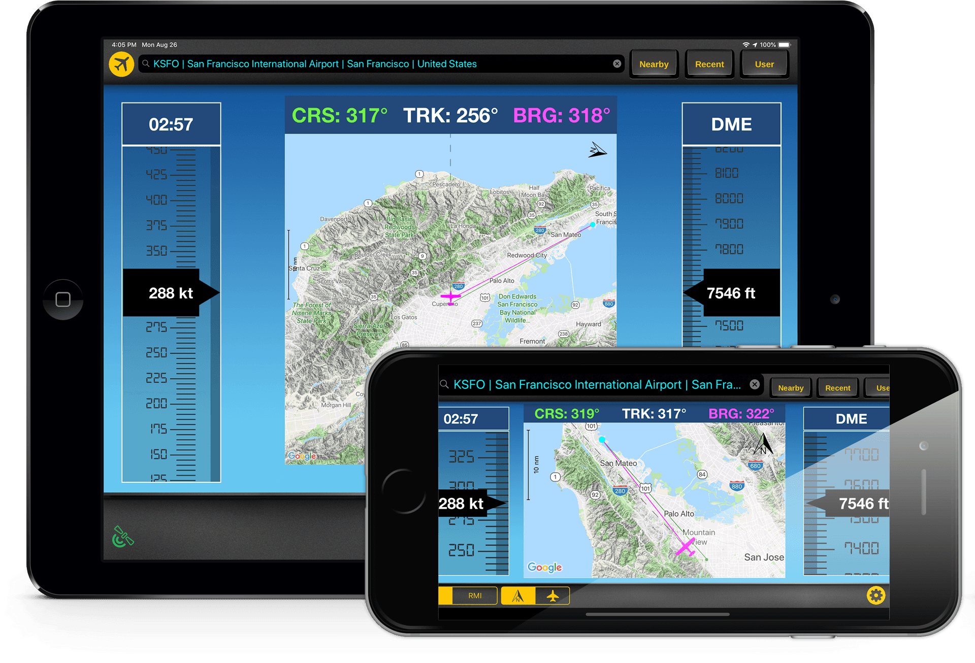 Aviation Navigation Apps Display PNG