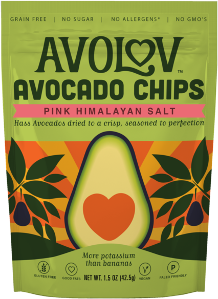 Avo Lov Avocado Chips Pink Himalayan Salt Package PNG