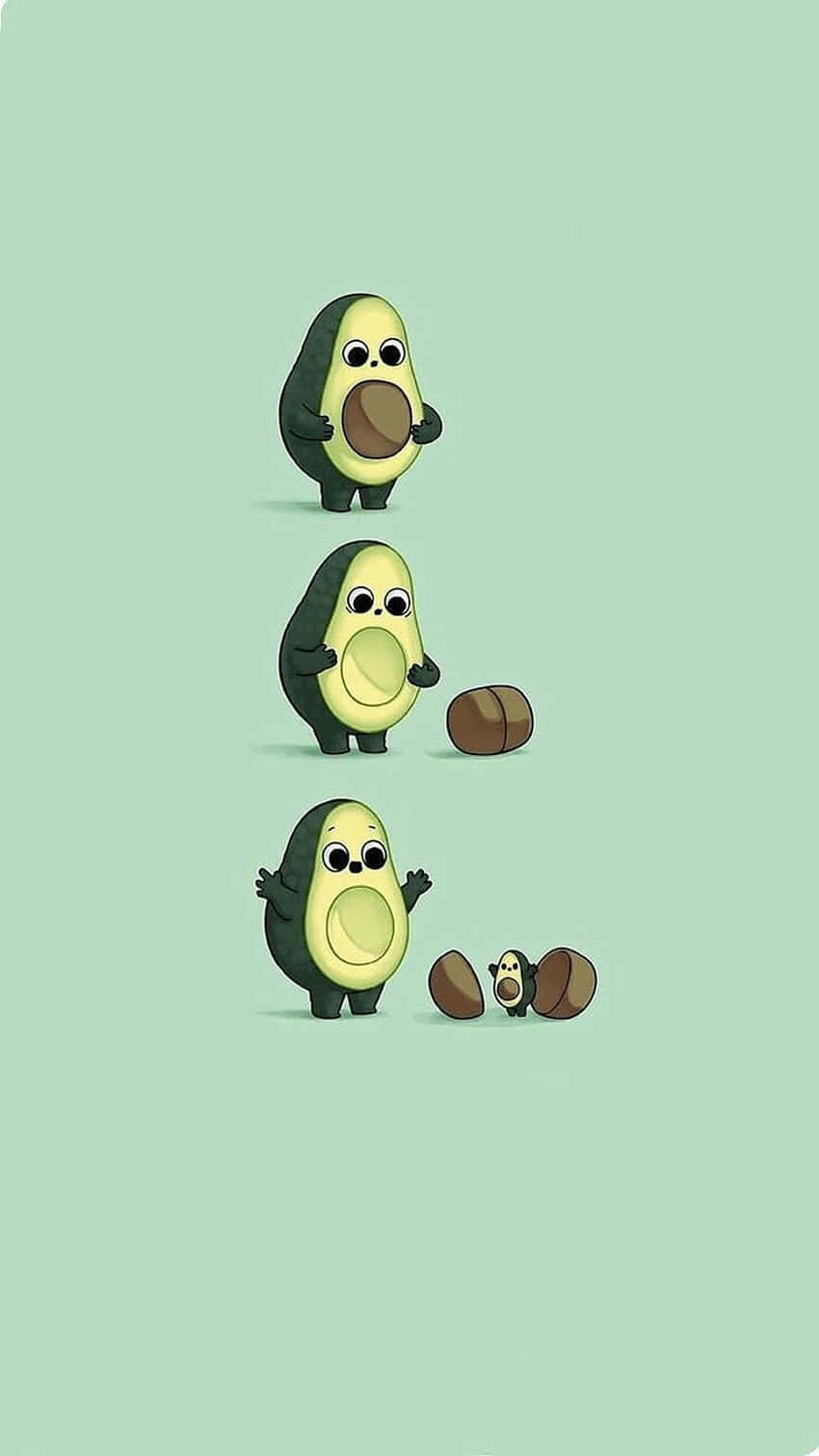 Avocado Characters Cute Green Background Wallpaper