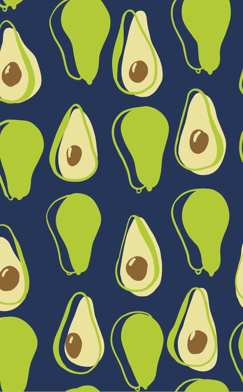 Avocados On A Blue Background Wallpaper