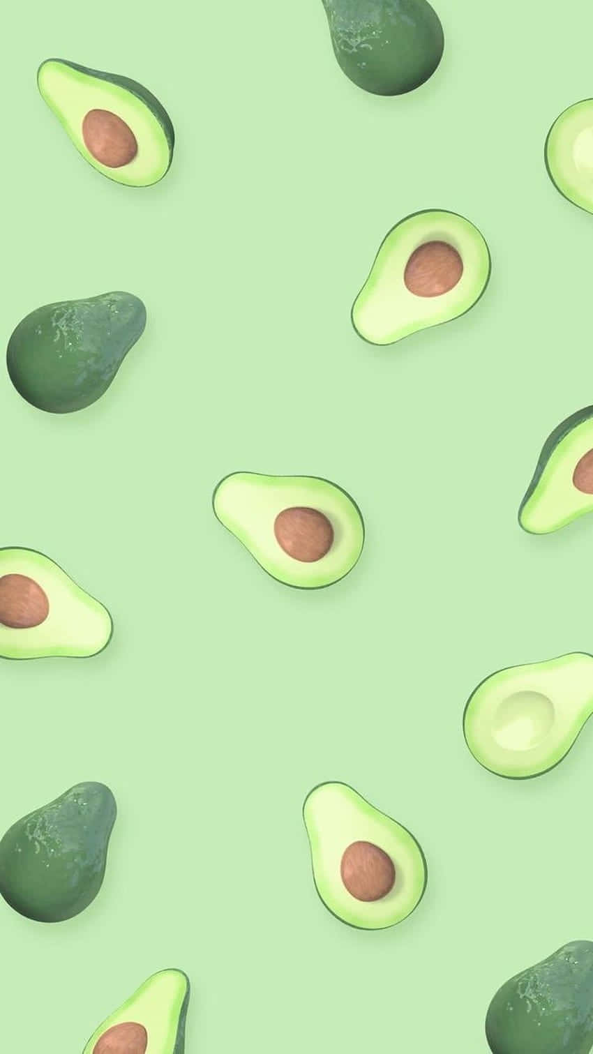 Avocado Pattern Green Background Wallpaper