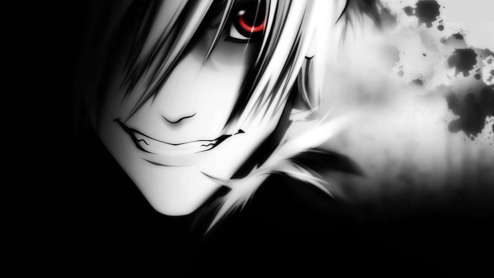 Avvoltonell'ombra - Una Potente Scena Di Anime In Bianco E Nero
