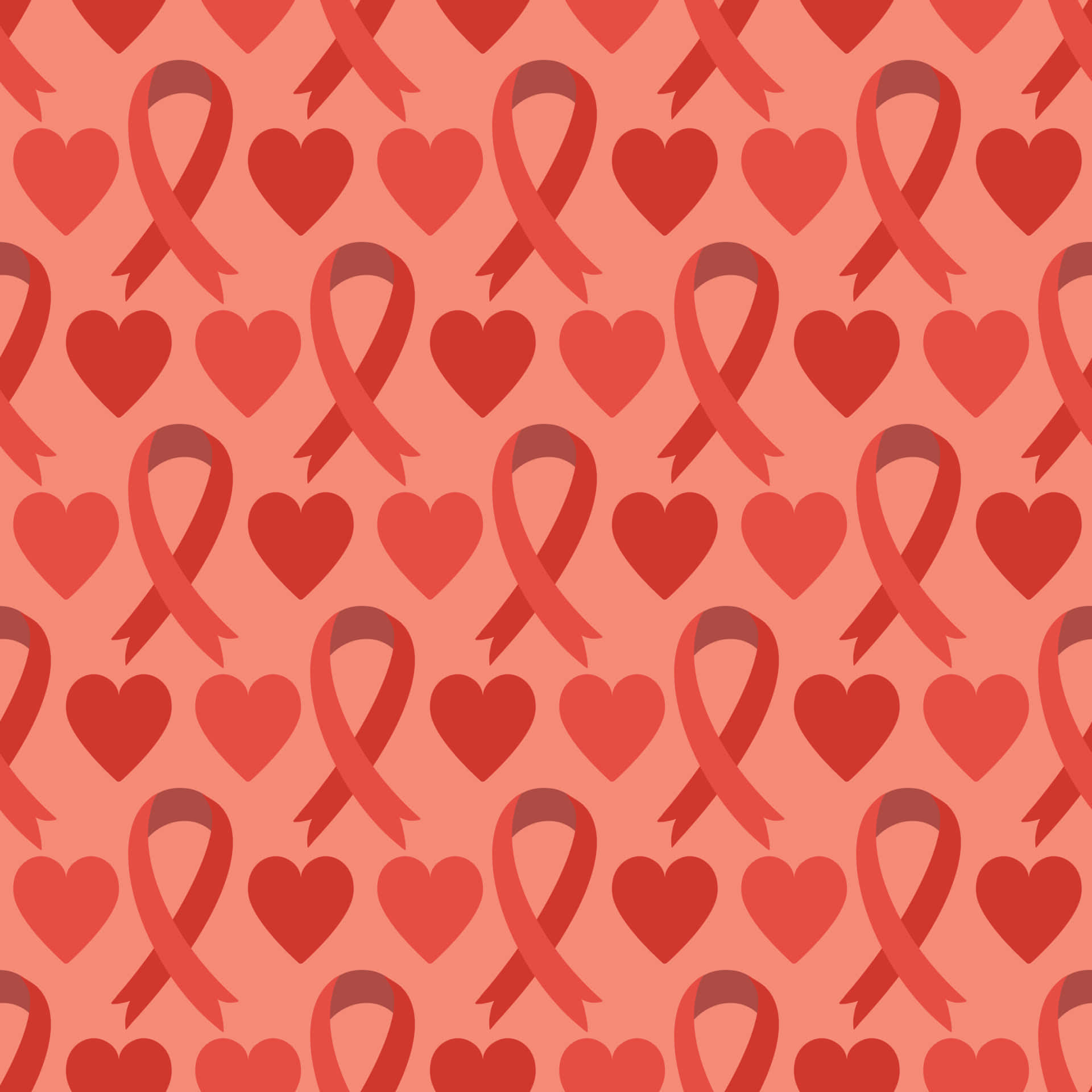 Awareness Ribbon Heart Pattern Background Wallpaper