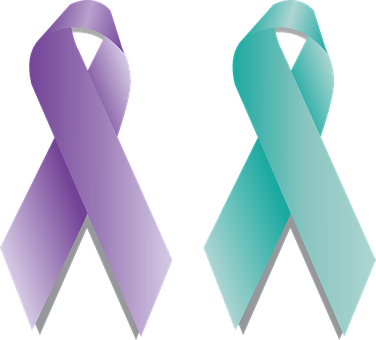Awareness Ribbons Purple Teal PNG