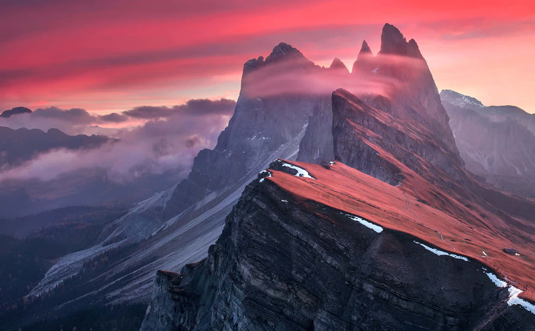 Majestic Mountain Landscape at Sunset Wallpaper