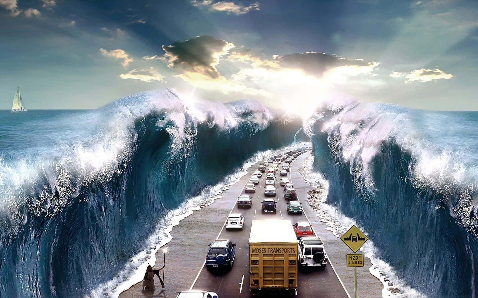 Awed Strength Of Nature: A Tsunami In Motion Wallpaper
