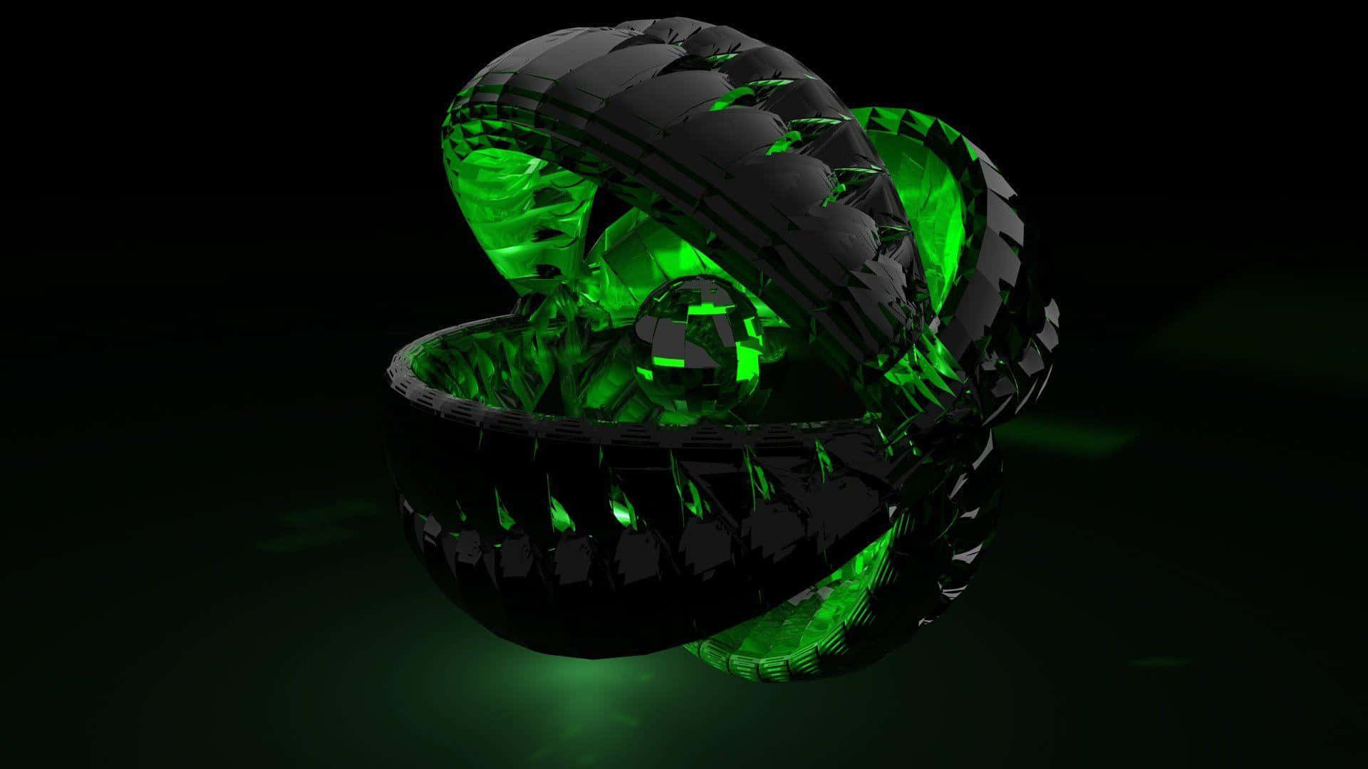 A Green Glowing Ring With A Black Background