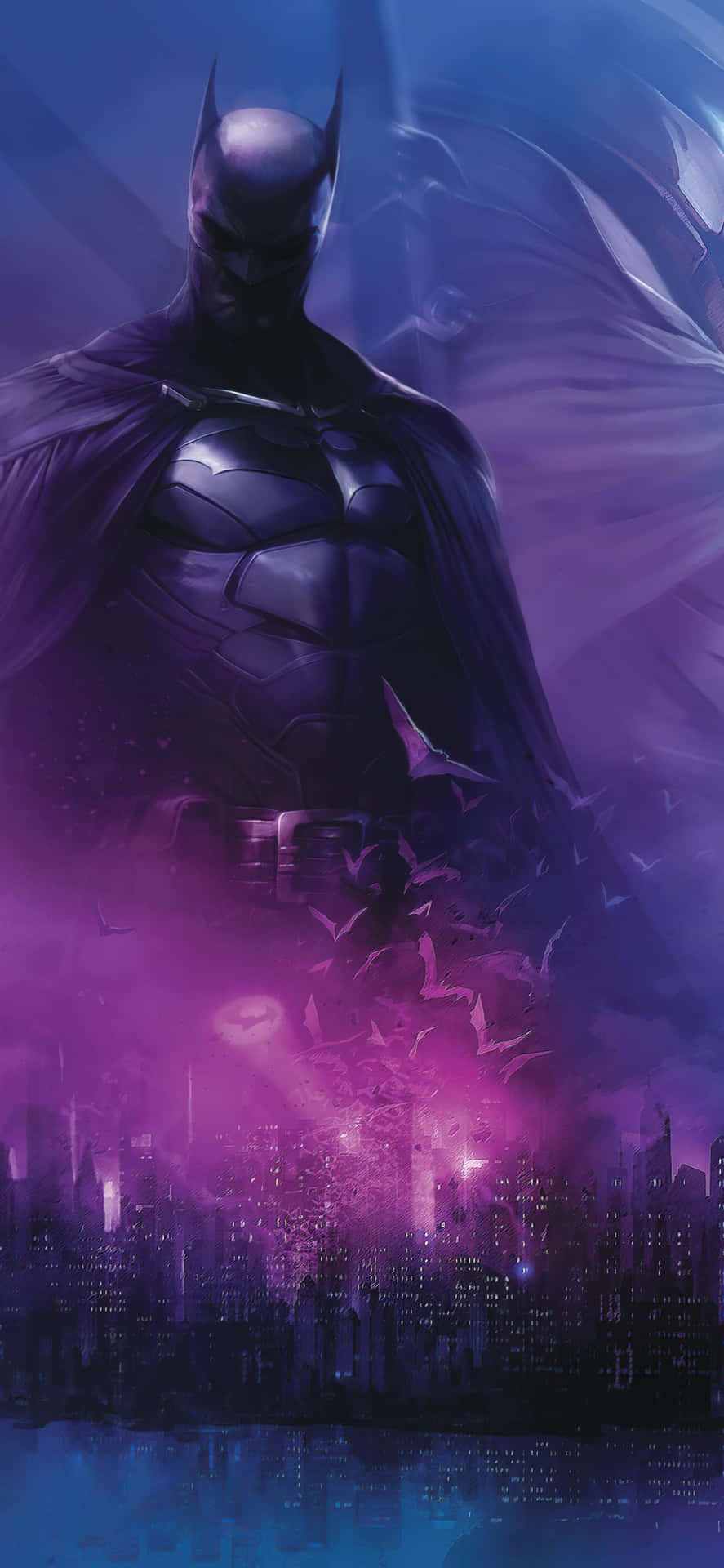 Stående højt, er Awesome Batman klar til at beskytte byen. Wallpaper