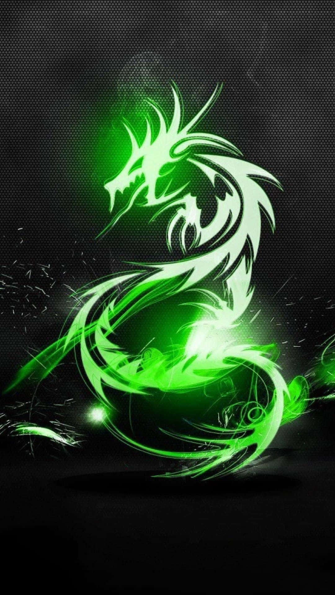Impresionantegenial Dragón Verde Neón Fondo de pantalla