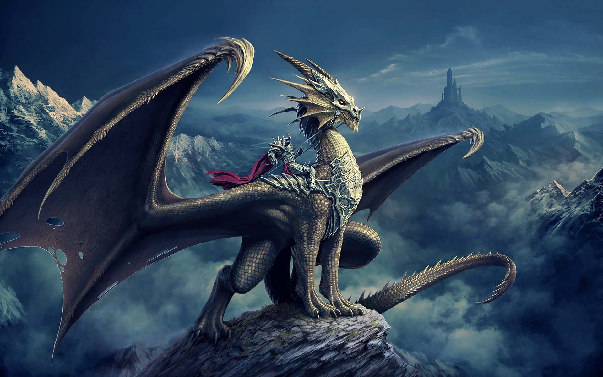 Awesome Cool Dragon soaring in the night sky Wallpaper