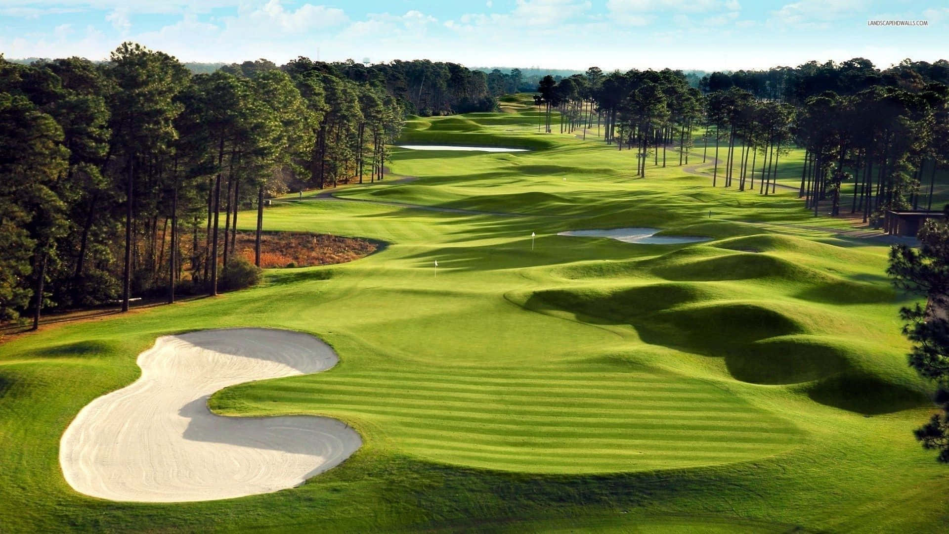 Fantastisk Grøn Golfbane med realistisk gengivelse Wallpaper