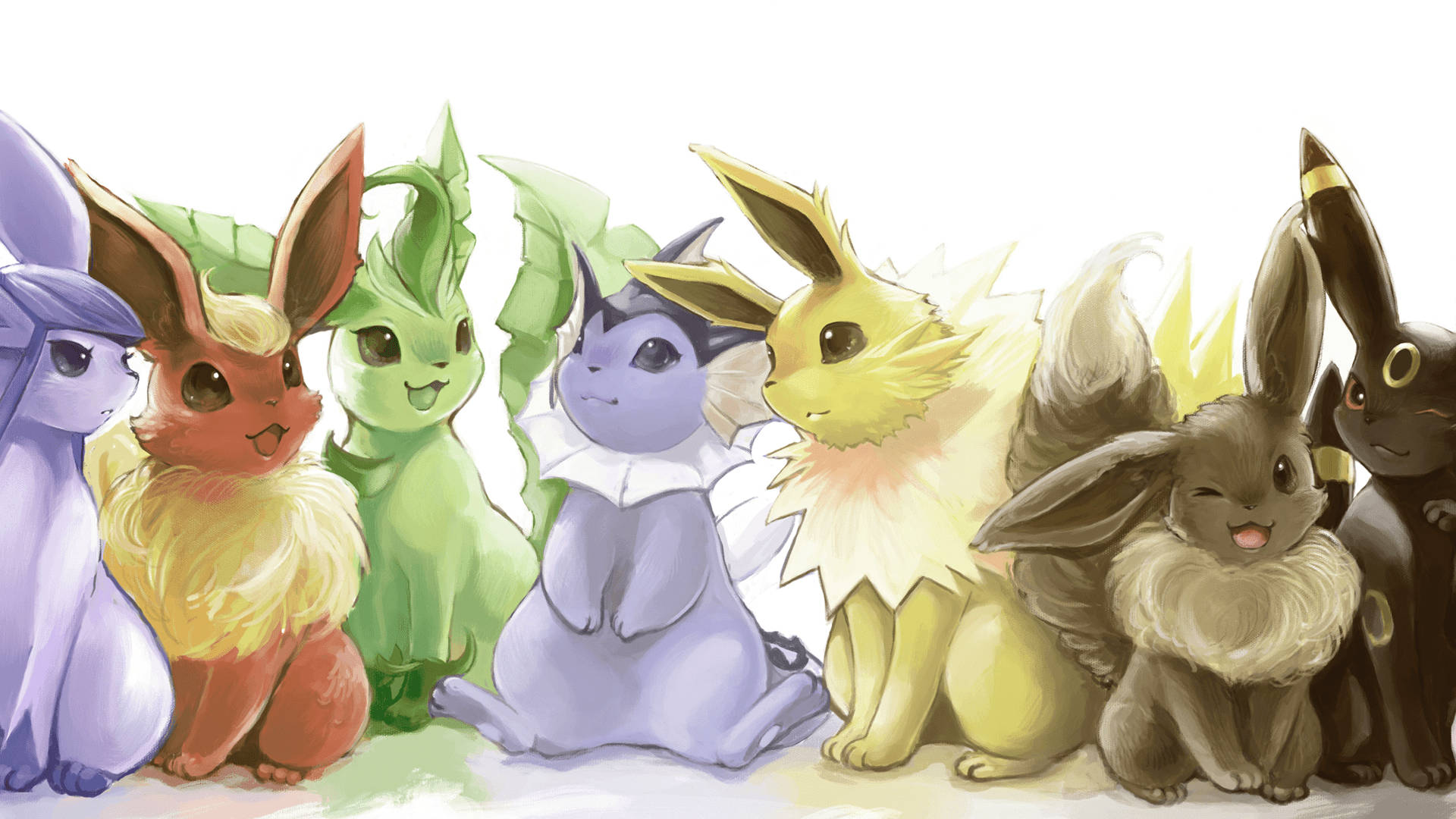 Awesome Illustration Of Flareon With Other Pokemon Wallpaper
