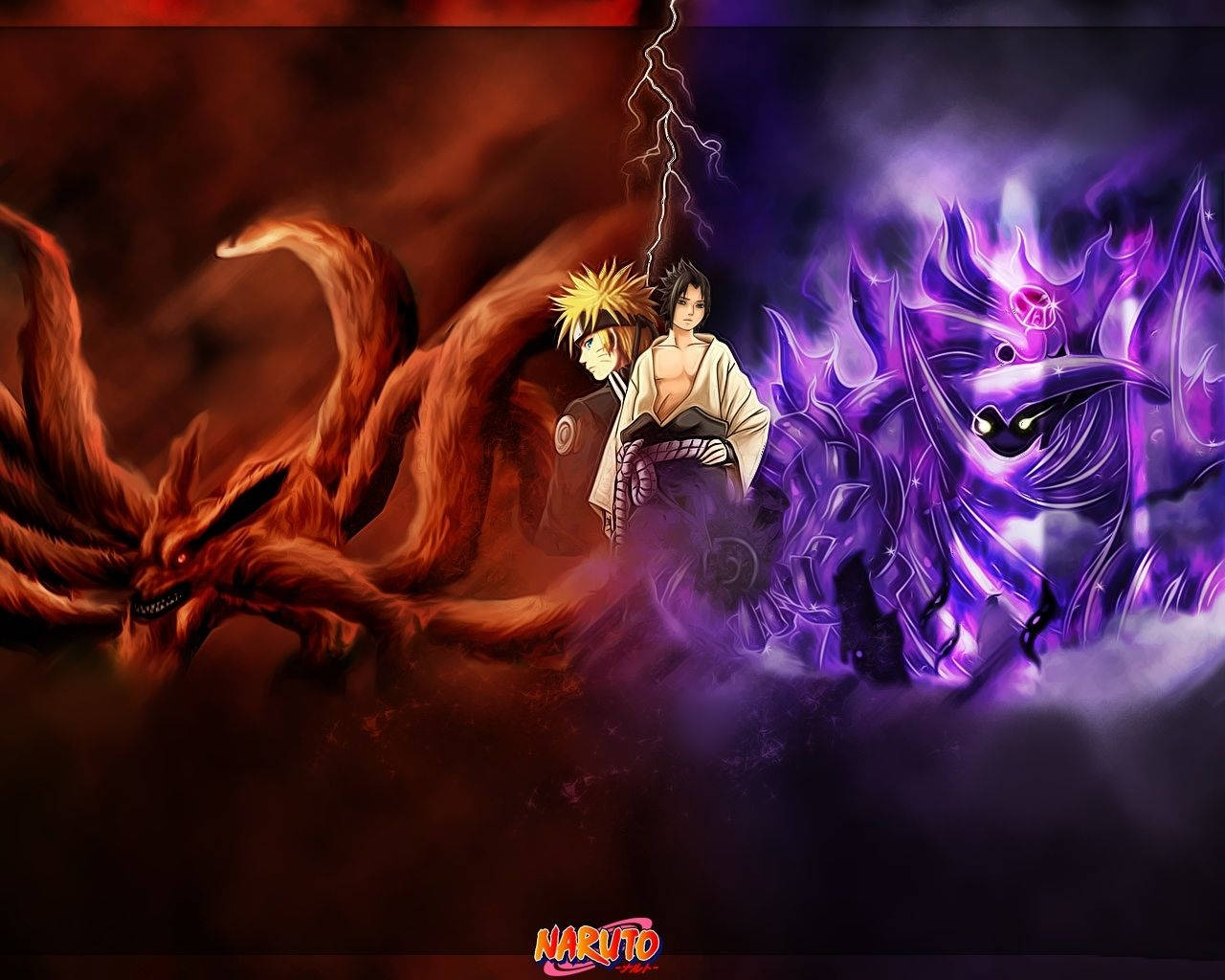 Awesome Naruto And Sasuke With Beasts Wallpaper