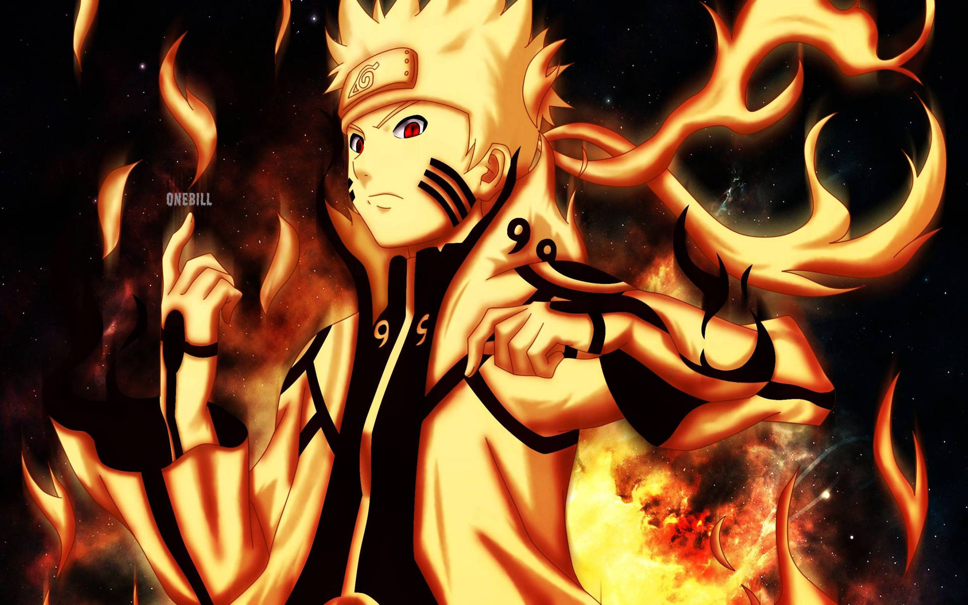 Awesome Naruto Nine Tails Chakra Mode Wallpaper