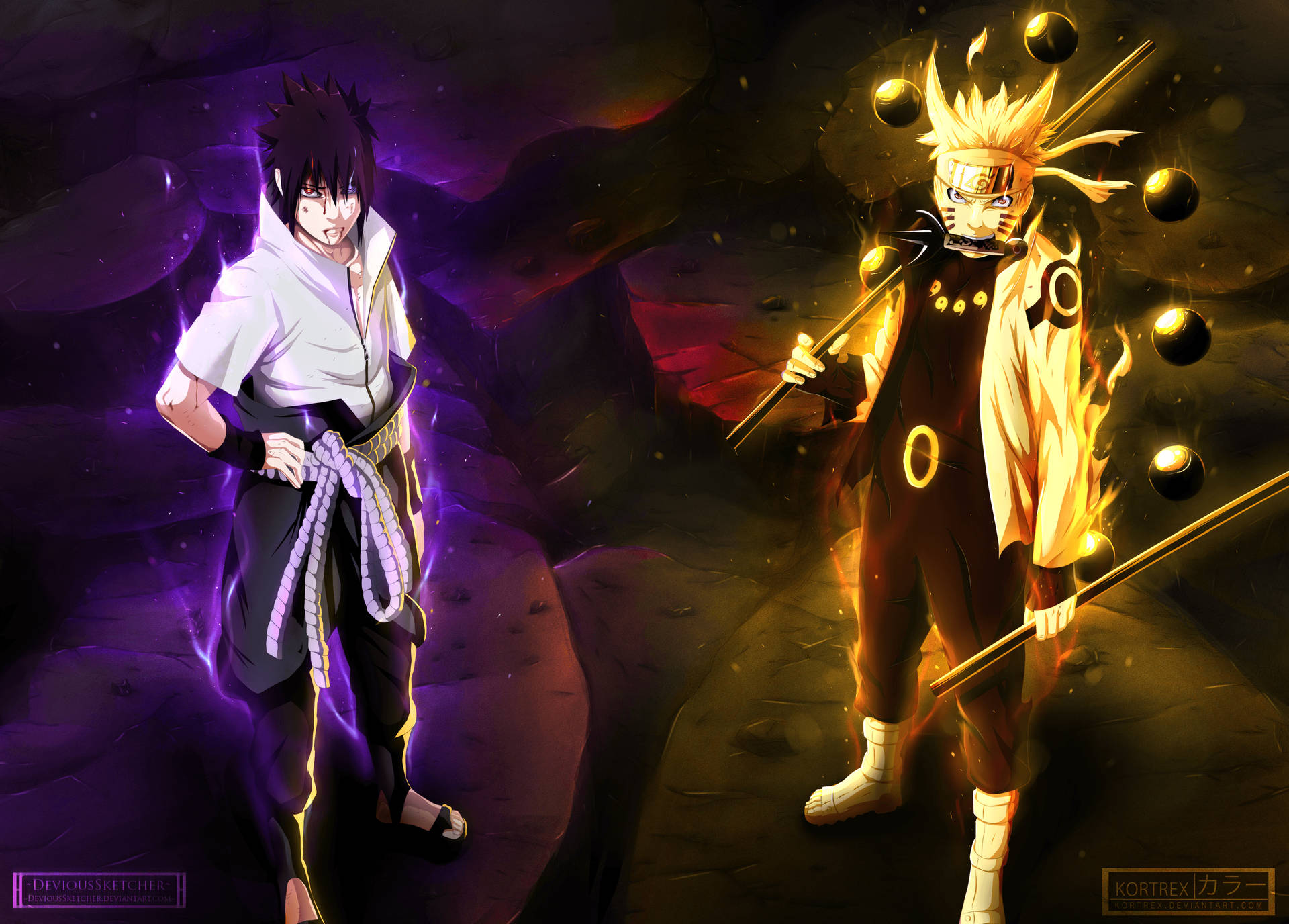 Awesome Naruto With Partner Sasuke Background