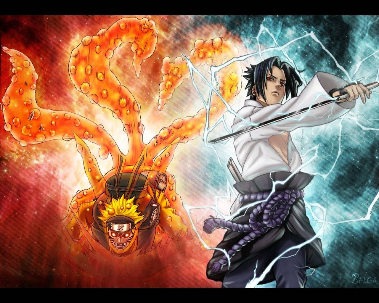 Awesome Naruto With Sasuke Wallpaper