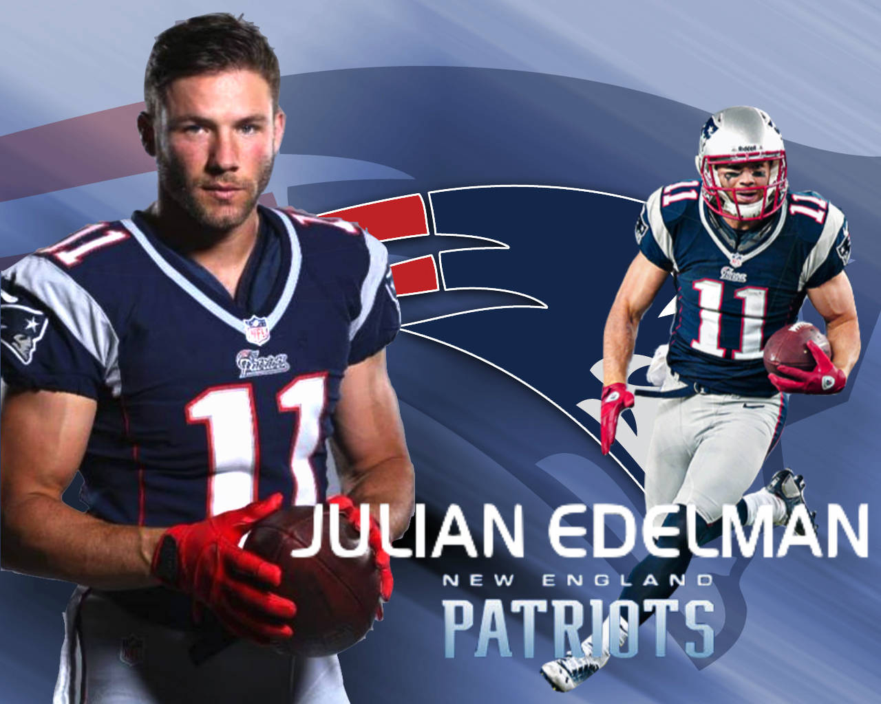 Julianedelman Och En Spelare Från New England Patriots. Wallpaper