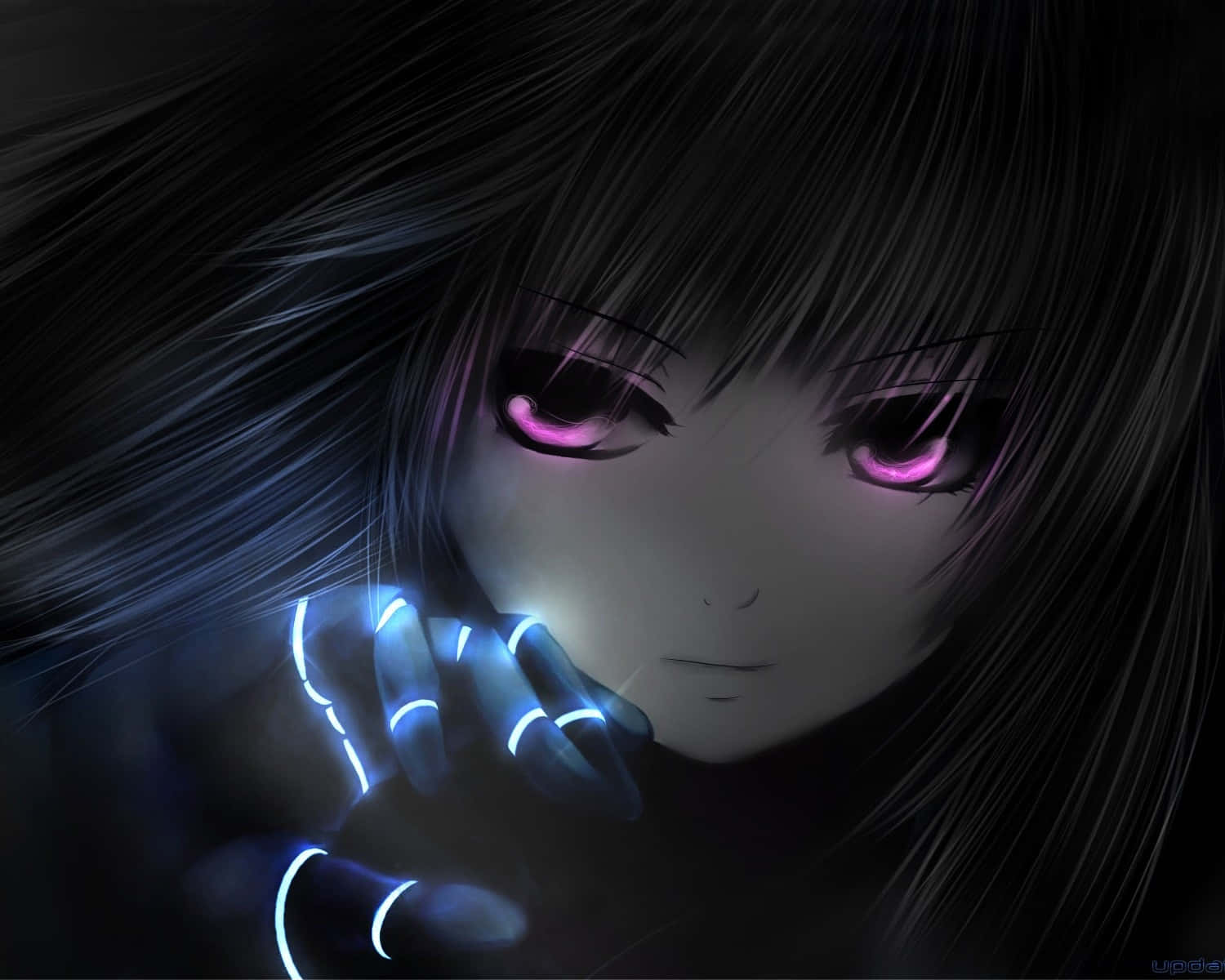 Tollesbild Einer Anime-girl Mit Lila Augen.