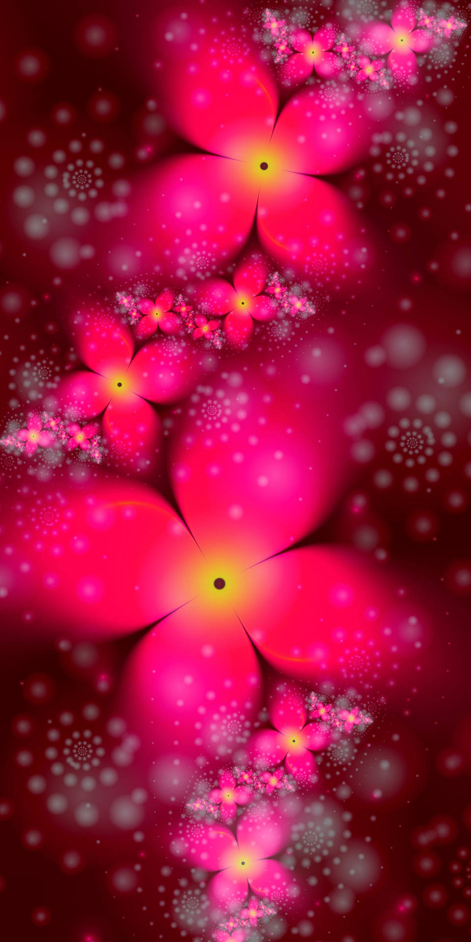 Fantastisktrosa 3d-blommor För Iphone. Wallpaper