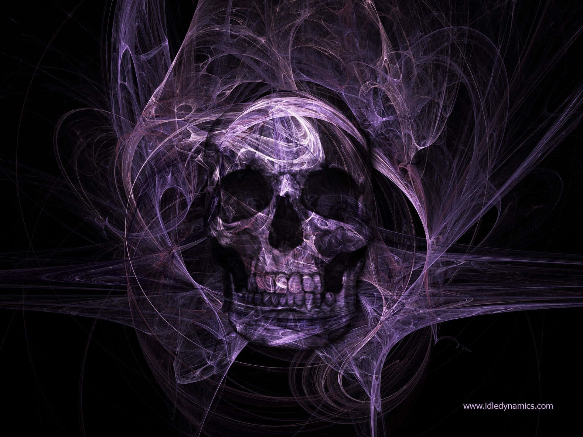 A Purple Skull With Swirls And Swirls Wallpaper