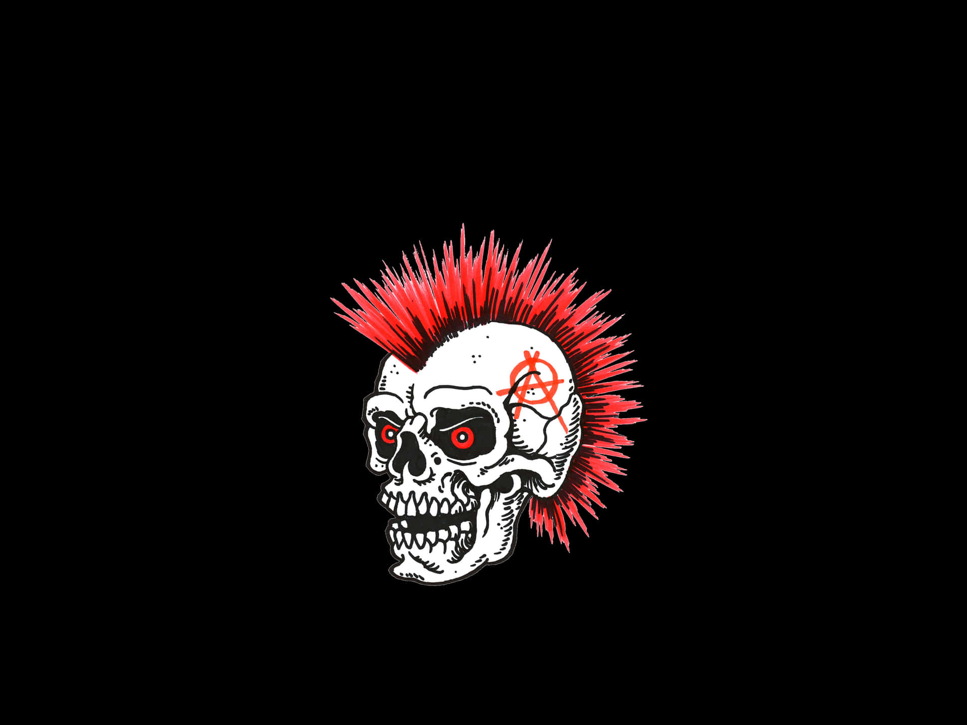 An Awesome Skull With Glowing Red Eyes Wallpaper
