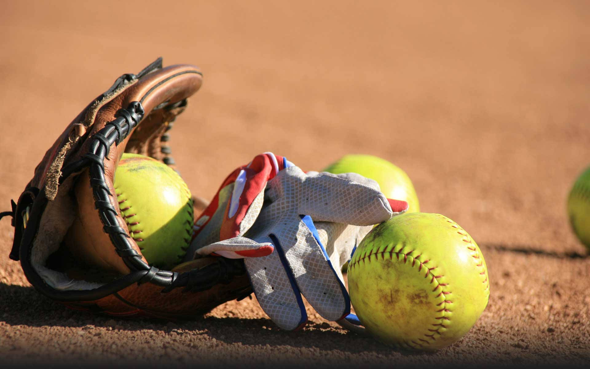 Awesome Softball And Gloves Wallpaper