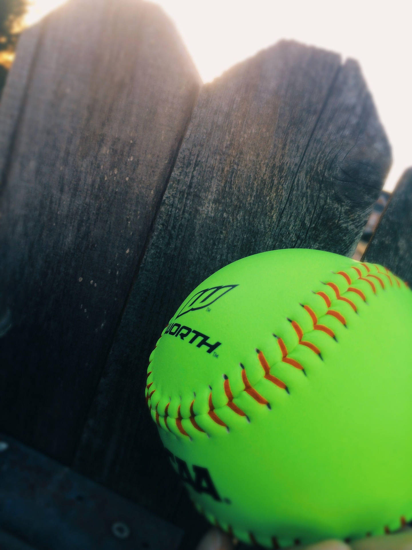 Awesome Softball On A Fence Wallpaper