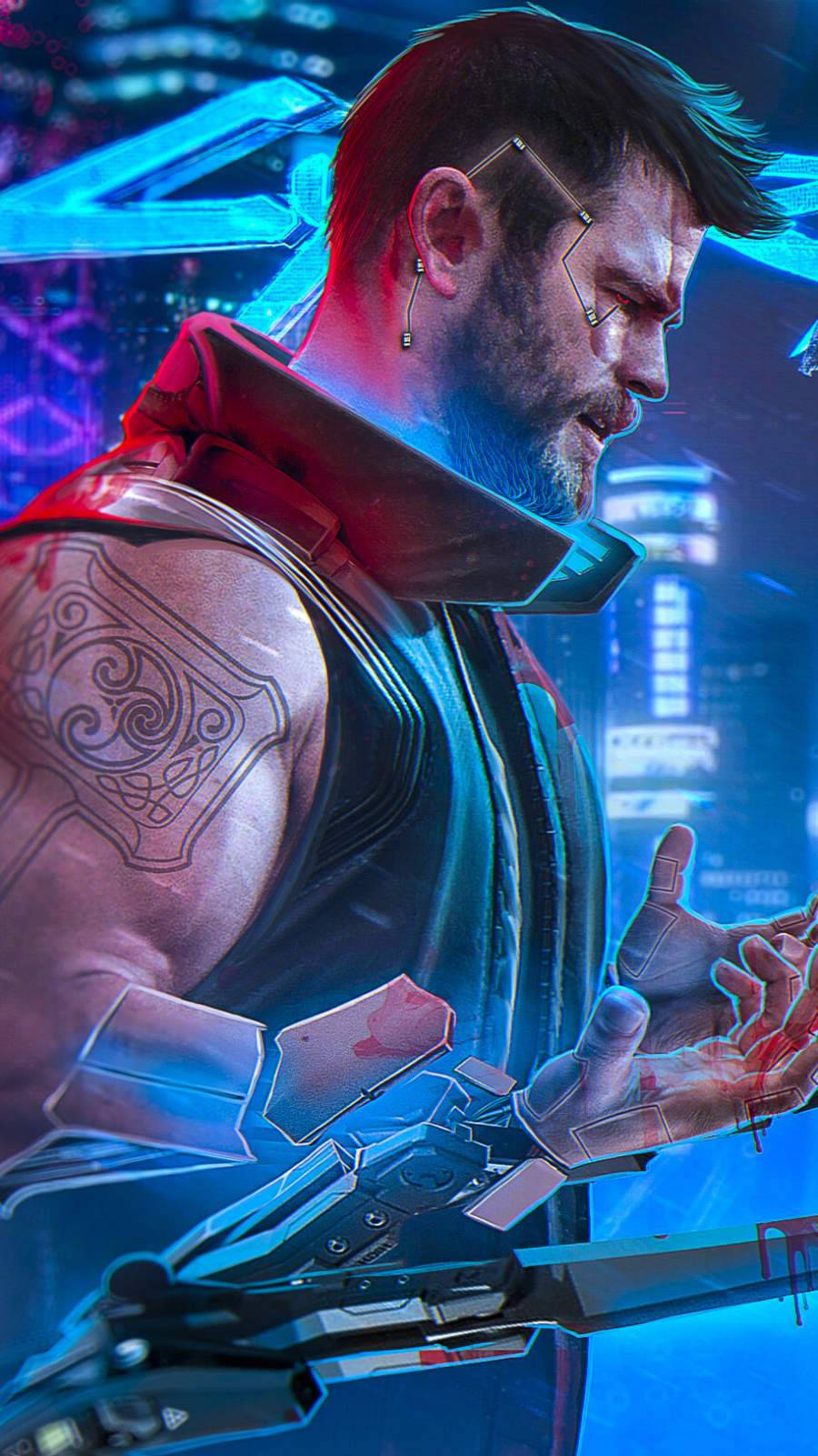 Awesome Thor Cyberpunk Iphone X Wallpaper
