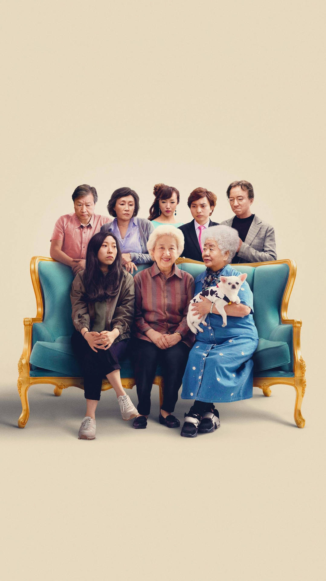 Awkwafina Seated With Elderly Ladies Wallpaper