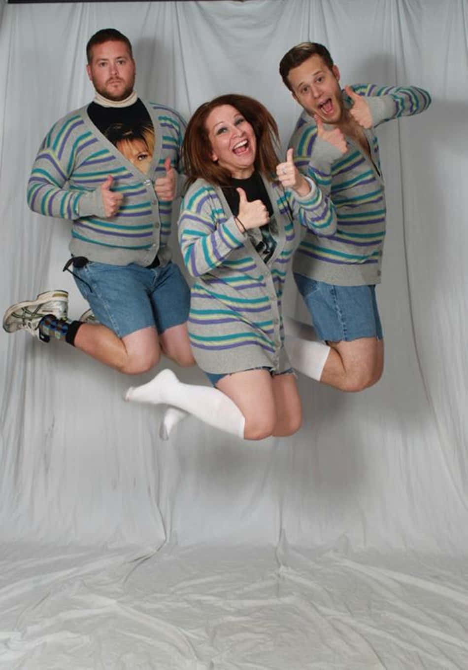 Three Friends Jumped Shot Awkward Picture