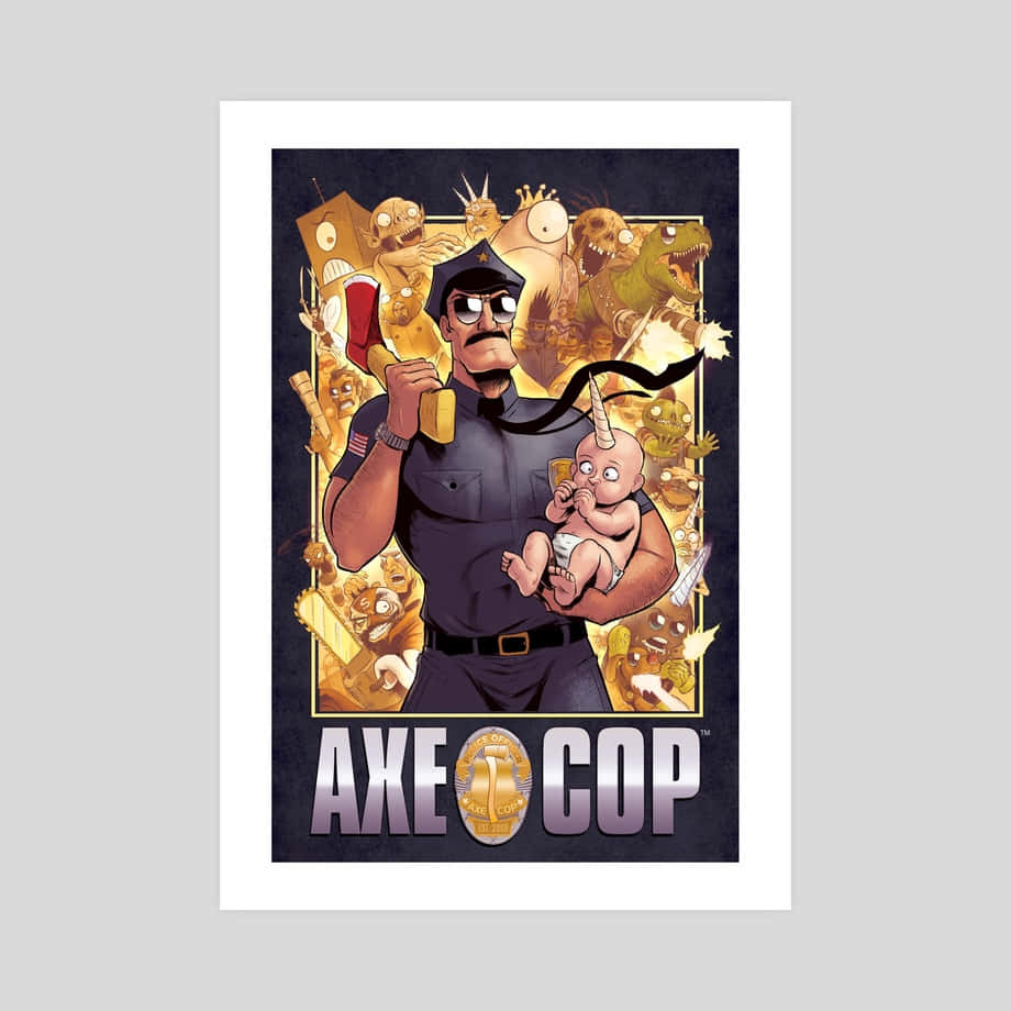Axe Cop Swinging His Axe Wallpaper