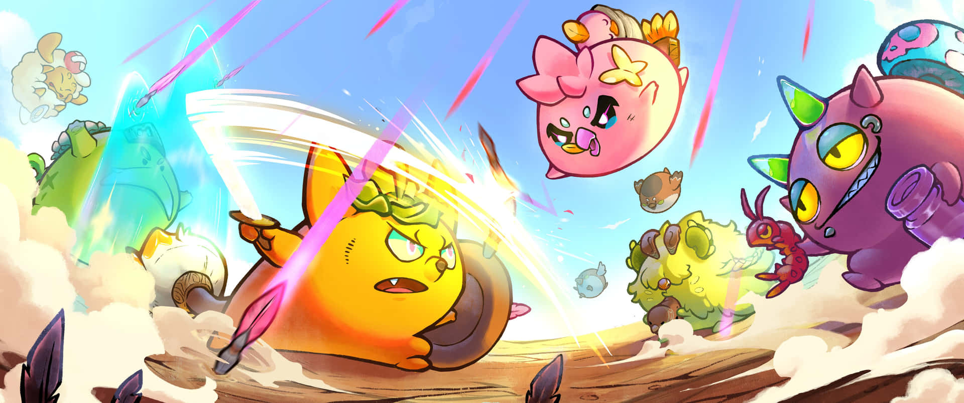 A Cartoon Of A Group Of Cartoon Characters Fighting