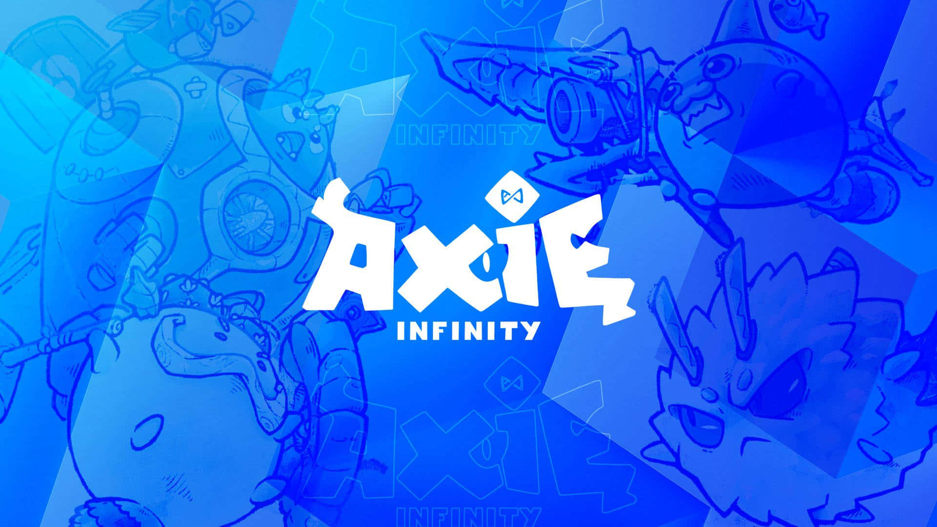 Axeinfinity - En Blå Bakgrund Med En Tecknad Figur