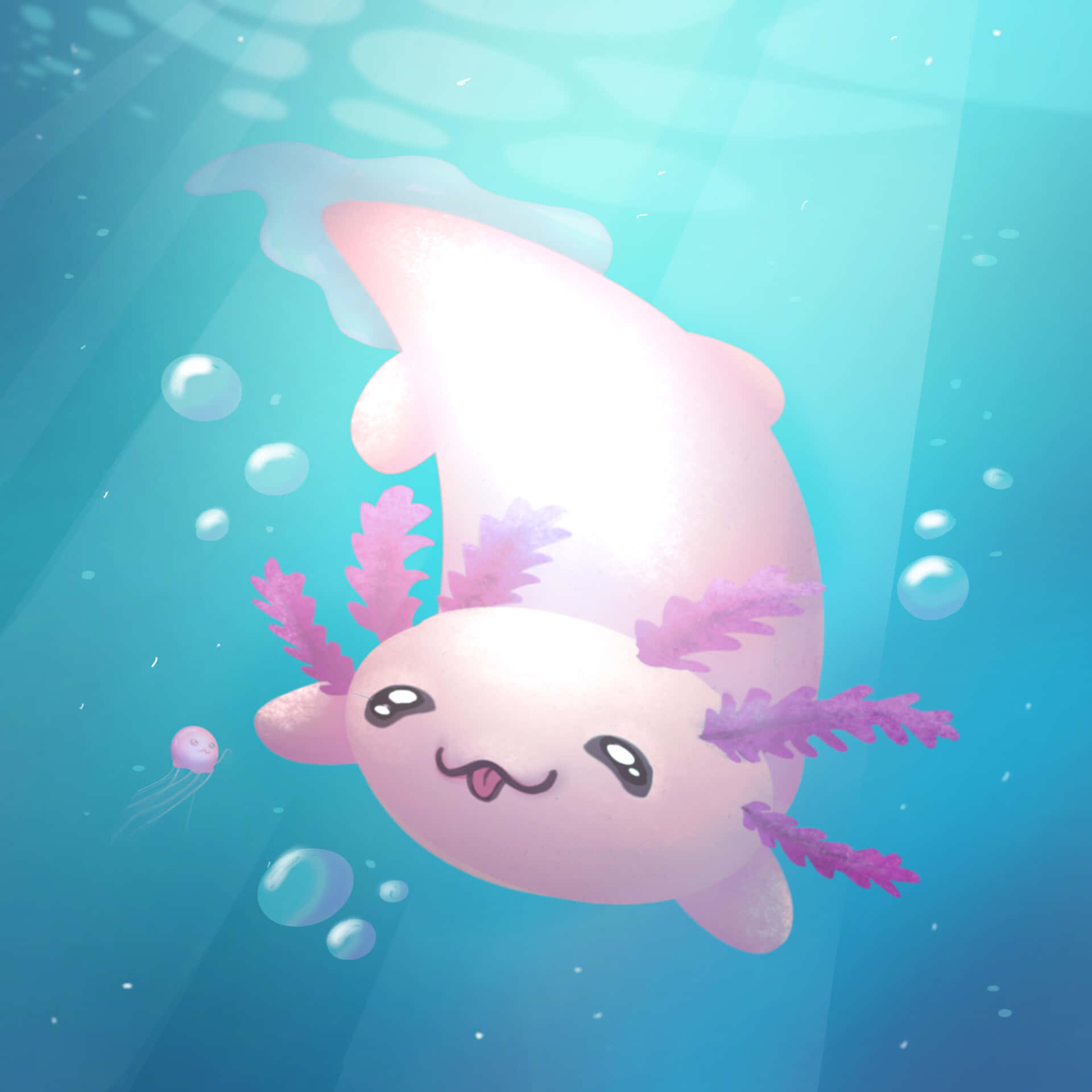A Beautiful Axolotl Swimming