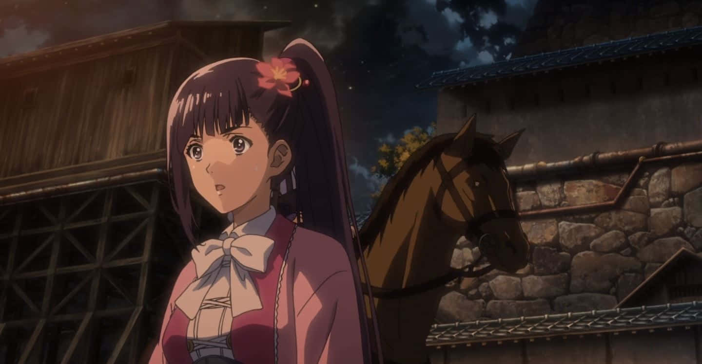 Ayame Yomogawa Anime Character With Horse Wallpaper