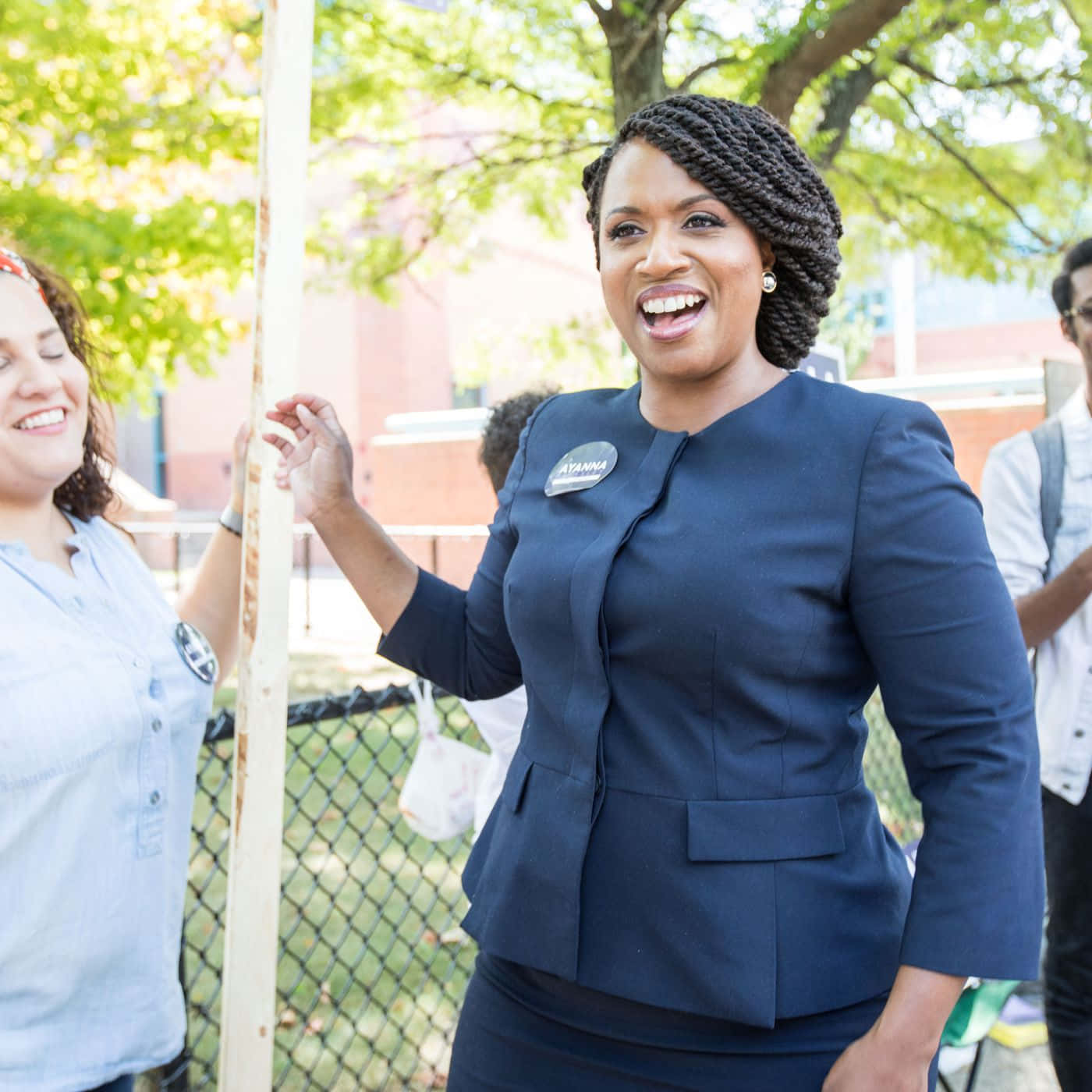 Ayanna Pressley Happily Campaigning Wallpaper